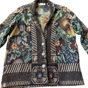 Vintage Painted Pony Jacket Women’s Small Tapestry Fruit Design Concho Buttons